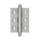 Deltana [CH2015U15] Solid Brass Cabinet Door Butt Hinge - Ball Tip - Square Corner - Brushed Nickel Finish - Pair - 2&quot; H x 1 1/2&quot; W