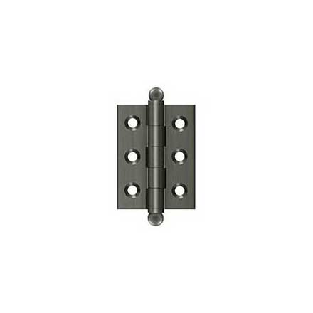 Deltana [CH2015U15A] Solid Brass Cabinet Door Butt Hinge - Ball Tip - Square Corner - Antique Nickel Finish - Pair - 2&quot; H x 1 1/2&quot; W