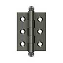 Deltana [CH2015U15A] Solid Brass Cabinet Door Butt Hinge - Ball Tip - Square Corner - Antique Nickel Finish - Pair - 2" H x 1 1/2" W