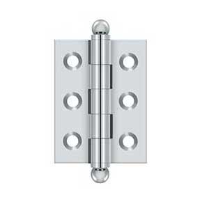 Deltana [CH2015U26] Solid Brass Cabinet Door Butt Hinge - Ball Tip - Square Corner - Polished Chrome Finish - Pair - 2" H x 1 1/2" W
