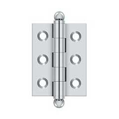 Deltana [CH2015U26] Solid Brass Cabinet Door Butt Hinge - Ball Tip - Square Corner - Polished Chrome Finish - Pair - 2&quot; H x 1 1/2&quot; W