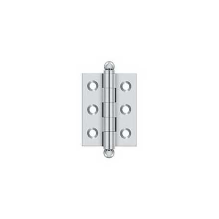 Deltana [CH2015U26] Solid Brass Cabinet Door Butt Hinge - Ball Tip - Square Corner - Polished Chrome Finish - Pair - 2&quot; H x 1 1/2&quot; W