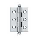 Deltana [CH2015U26] Solid Brass Cabinet Door Butt Hinge - Ball Tip - Square Corner - Polished Chrome Finish - Pair - 2&quot; H x 1 1/2&quot; W