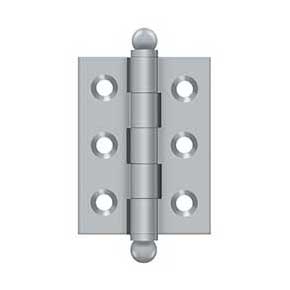 Deltana [CH2015U26D] Solid Brass Cabinet Door Butt Hinge - Ball Tip - Square Corner - Brushed Chrome Finish - Pair - 2" H x 1 1/2" W