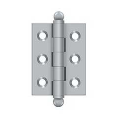 Deltana [CH2015U26D] Solid Brass Cabinet Door Butt Hinge - Ball Tip - Square Corner - Brushed Chrome Finish - Pair - 2&quot; H x 1 1/2&quot; W