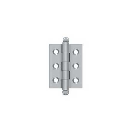 Deltana [CH2015U26D] Solid Brass Cabinet Door Butt Hinge - Ball Tip - Square Corner - Brushed Chrome Finish - Pair - 2&quot; H x 1 1/2&quot; W