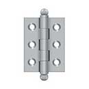 Deltana [CH2015U26D] Solid Brass Cabinet Door Butt Hinge - Ball Tip - Square Corner - Brushed Chrome Finish - Pair - 2" H x 1 1/2" W