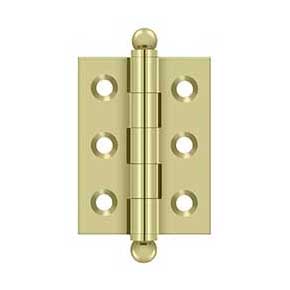 Deltana [CH2015U3-UNL] Solid Brass Cabinet Door Butt Hinge - Ball Tip - Square Corner - Polished Brass (Unlacquered) Finish - Pair - 2" H x 1 1/2" W
