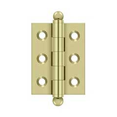 Deltana [CH2015U3-UNL] Solid Brass Cabinet Door Butt Hinge - Ball Tip - Square Corner - Polished Brass (Unlacquered) Finish - Pair - 2&quot; H x 1 1/2&quot; W