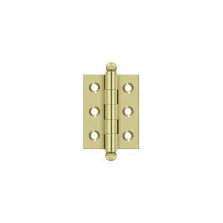 Deltana [CH2015U3-UNL] Solid Brass Cabinet Door Butt Hinge - Ball Tip - Square Corner - Polished Brass (Unlacquered) Finish - Pair - 2&quot; H x 1 1/2&quot; W