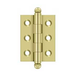 Deltana [CH2015U3] Solid Brass Cabinet Door Butt Hinge - Ball Tip - Square Corner - Polished Brass Finish - Pair - 2" H x 1 1/2" W