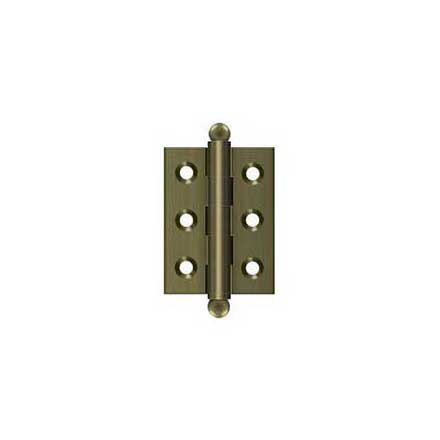 Deltana [CH2015U5] Solid Brass Cabinet Door Butt Hinge - Ball Tip - Square Corner - Antique Brass Finish - Pair - 2&quot; H x 1 1/2&quot; W