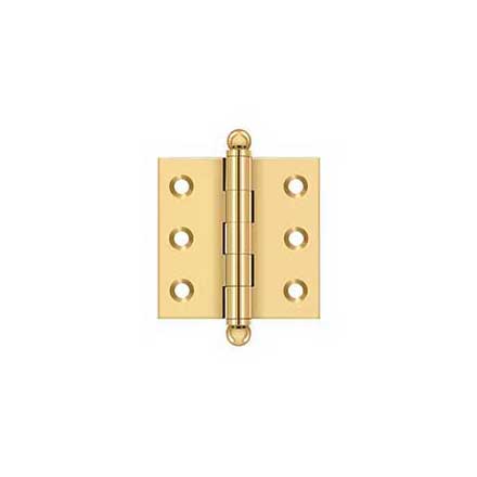 Deltana [CH2020CR003] Solid Brass Cabinet Door Butt Hinge - Ball Tip - Square Corner - Polished Brass (PVD) Finish - Pair - 2&quot; H x 2&quot; W