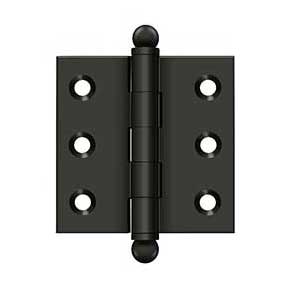 Deltana [CH2020U10B] Solid Brass Cabinet Door Butt Hinge - Ball Tip - Square Corner - Oil Rubbed Bronze Finish - Pair - 2" H x 2" W