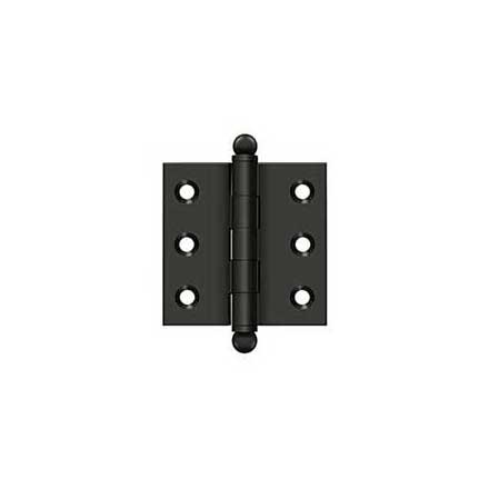 Deltana [CH2020U10B] Solid Brass Cabinet Door Butt Hinge - Ball Tip - Square Corner - Oil Rubbed Bronze Finish - Pair - 2&quot; H x 2&quot; W