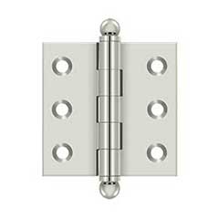 Deltana [CH2020U14] Solid Brass Cabinet Door Butt Hinge - Ball Tip - Square Corner - Polished Nickel Finish - Pair - 2&quot; H x 2&quot; W