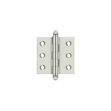 Deltana [CH2020U14] Solid Brass Cabinet Door Butt Hinge - Ball Tip - Square Corner - Polished Nickel Finish - Pair - 2" H x 2" W