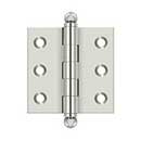 Deltana [CH2020U14] Solid Brass Cabinet Door Butt Hinge - Ball Tip - Square Corner - Polished Nickel Finish - Pair - 2" H x 2" W