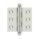 Deltana [CH2020U14] Solid Brass Cabinet Door Butt Hinge - Ball Tip - Square Corner - Polished Nickel Finish - Pair - 2" H x 2" W