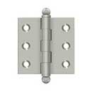 Deltana [CH2020U15] Solid Brass Cabinet Door Butt Hinge - Ball Tip - Square Corner - Brushed Nickel Finish - Pair - 2" H x 2" W