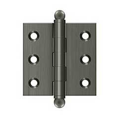 Deltana [CH2020U15A] Solid Brass Cabinet Door Butt Hinge - Ball Tip - Square Corner - Antique Nickel Finish - Pair - 2&quot; H x 2&quot; W