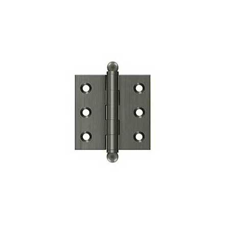 Deltana [CH2020U15A] Solid Brass Cabinet Door Butt Hinge - Ball Tip - Square Corner - Antique Nickel Finish - Pair - 2&quot; H x 2&quot; W