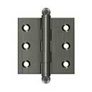 Deltana [CH2020U15A] Solid Brass Cabinet Door Butt Hinge - Ball Tip - Square Corner - Antique Nickel Finish - Pair - 2&quot; H x 2&quot; W