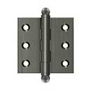 Deltana [CH2020U15A] Solid Brass Cabinet Door Butt Hinge - Ball Tip - Square Corner - Antique Nickel Finish - Pair - 2" H x 2" W