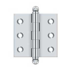 Deltana [CH2020U26] Solid Brass Cabinet Door Butt Hinge - Ball Tip - Square Corner - Polished Chrome Finish - Pair - 2" H x 2" W