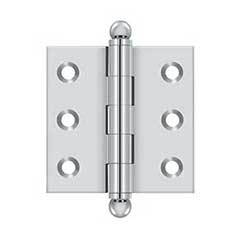 Deltana [CH2020U26] Solid Brass Cabinet Door Butt Hinge - Ball Tip - Square Corner - Polished Chrome Finish - Pair - 2&quot; H x 2&quot; W