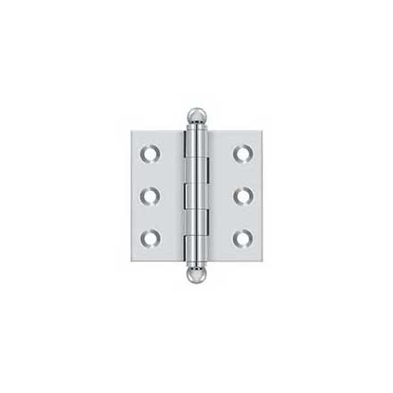 Deltana [CH2020U26] Solid Brass Cabinet Door Butt Hinge - Ball Tip - Square Corner - Polished Chrome Finish - Pair - 2&quot; H x 2&quot; W