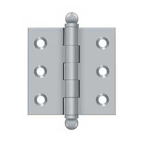 Deltana [CH2020U26D] Solid Brass Cabinet Door Butt Hinge - Ball Tip - Square Corner - Brushed Chrome Finish - Pair - 2" H x 2" W