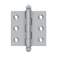 Deltana [CH2020U26D] Solid Brass Cabinet Door Butt Hinge - Ball Tip - Square Corner - Brushed Chrome Finish - Pair - 2&quot; H x 2&quot; W