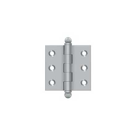 Deltana [CH2020U26D] Solid Brass Cabinet Door Butt Hinge - Ball Tip - Square Corner - Brushed Chrome Finish - Pair - 2" H x 2" W