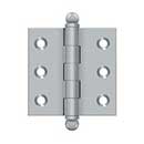 Deltana [CH2020U26D] Solid Brass Cabinet Door Butt Hinge - Ball Tip - Square Corner - Brushed Chrome Finish - Pair - 2" H x 2" W