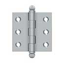 Deltana [CH2020U26D] Solid Brass Cabinet Door Butt Hinge - Ball Tip - Square Corner - Brushed Chrome Finish - Pair - 2" H x 2" W