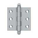 Deltana [CH2020U26D] Solid Brass Cabinet Door Butt Hinge - Ball Tip - Square Corner - Brushed Chrome Finish - Pair - 2&quot; H x 2&quot; W