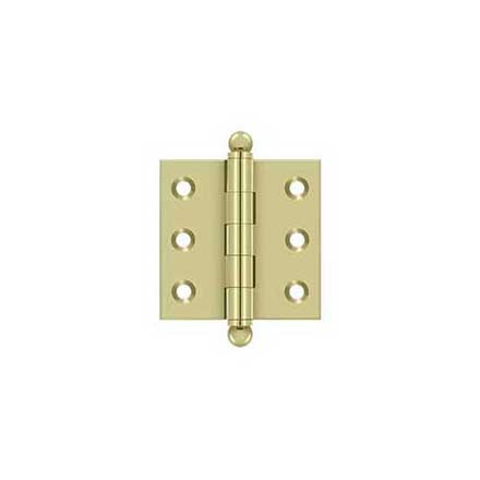 Deltana [CH2020U3-UNL] Solid Brass Cabinet Door Butt Hinge - Ball Tip - Square Corner - Polished Brass (Unlacquered) Finish - Pair - 2&quot; H x 2&quot; W