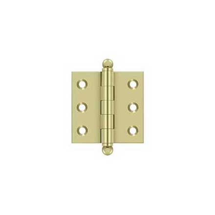 Deltana [CH2020U3-UNL] Solid Brass Cabinet Door Butt Hinge - Ball Tip - Square Corner - Polished Brass (Unlacquered) Finish - Pair - 2&quot; H x 2&quot; W