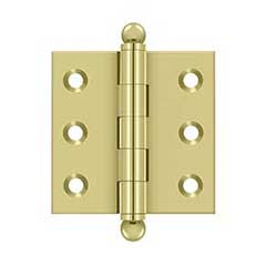 Deltana [CH2020U3] Solid Brass Cabinet Door Butt Hinge - Ball Tip - Square Corner - Polished Brass Finish - Pair - 2&quot; H x 2&quot; W