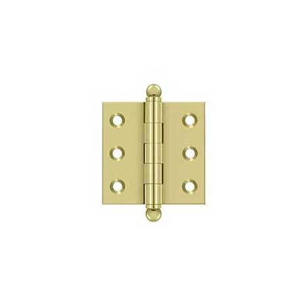 Deltana [CH2020U3] Solid Brass Cabinet Door Butt Hinge - Ball Tip - Square Corner - Polished Brass Finish - Pair - 2&quot; H x 2&quot; W