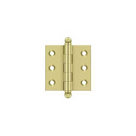 Deltana [CH2020U3] Solid Brass Cabinet Door Butt Hinge - Ball Tip - Square Corner - Polished Brass Finish - Pair - 2&quot; H x 2&quot; W