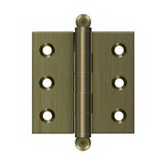 Deltana [CH2020U5] Solid Brass Cabinet Door Butt Hinge - Ball Tip - Square Corner - Antique Brass Finish - Pair - 2&quot; H x 2&quot; W