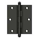 Deltana [CH3025U10B] Solid Brass Cabinet Door Butt Hinge - Ball Tip - Square Corner - Oil Rubbed Bronze Finish - Pair - 3" H x 2 1/2" W