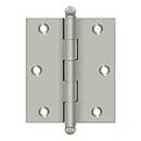 Deltana [CH3025U15] Solid Brass Cabinet Door Butt Hinge - Ball Tip - Square Corner - Brushed Nickel Finish - Pair - 3" H x 2 1/2" W