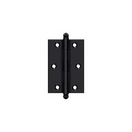 Deltana [CH3025U19] Solid Brass Cabinet Door Butt Hinge - Ball Tip - Square Corner - Paint Black Finish - Pair - 3&quot; H x 2 1/2&quot; W