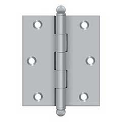 Deltana [CH3025U26D] Solid Brass Cabinet Door Butt Hinge - Ball Tip - Square Corner - Brushed Chrome Finish - Pair - 3&quot; H x 2 1/2&quot; W