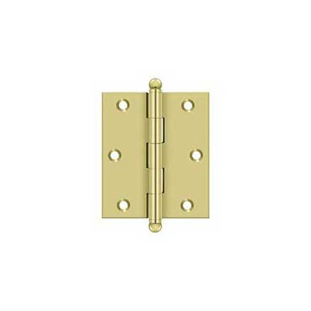 Deltana [CH3025U3] Solid Brass Cabinet Door Butt Hinge - Ball Tip - Square Corner - Polished Brass Finish - Pair - 3" H x 2 1/2" W