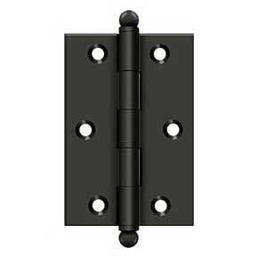 Deltana [CH3020U10B] Solid Brass Cabinet Door Butt Hinge - Ball Tip - Square Corner - Oil Rubbed Bronze Finish - Pair - 3" H x 2" W