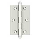 Deltana [CH3020U14] Solid Brass Cabinet Door Butt Hinge - Ball Tip - Square Corner - Polished Nickel Finish - Pair - 3" H x 2" W